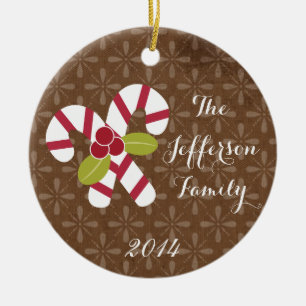Personalised Christmas Candy Cane Family Ornament