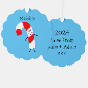Personalised Christmas Candy Cane Tree Decoration Card