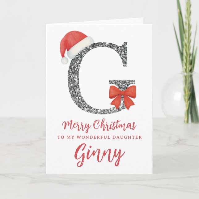 Personalised Christmas Card - Letter G (Front)