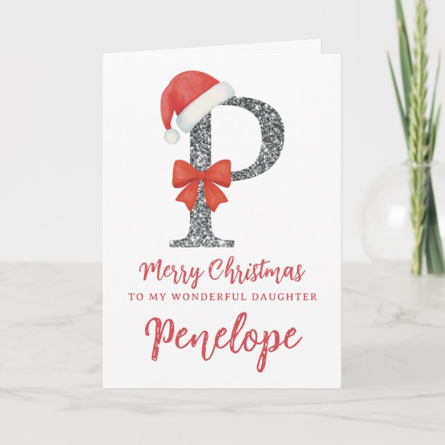 Personalised Christmas Card - Letter P (Front)