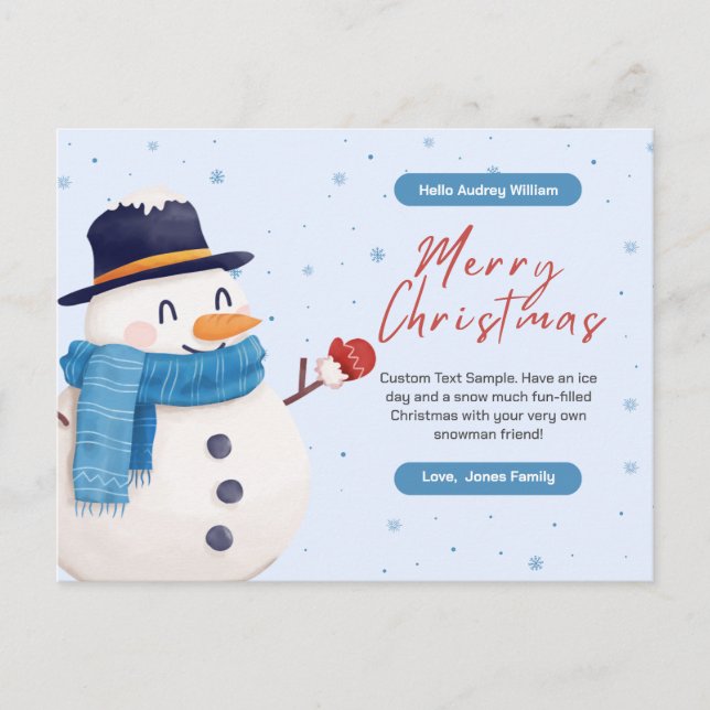 Personalised Christmas Card Postcard (Front)