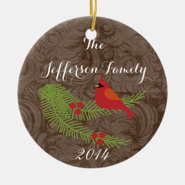 Personalised Christmas Cardinal Family Ornament (Front)