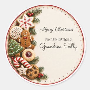 Personalised Christmas Cookie Plate Holiday Round  Classic Round Sticker