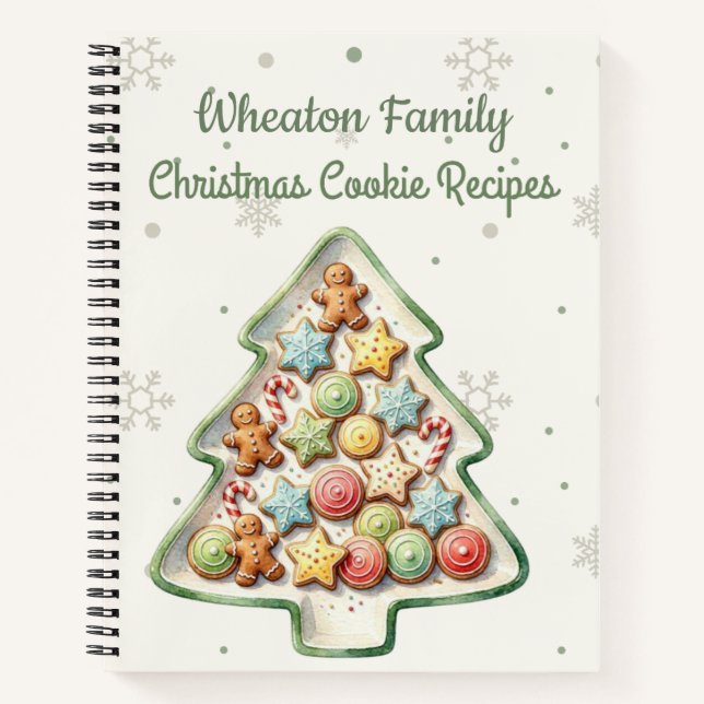 Personalised Christmas Cookie Tray Recipe Notebook (Front)