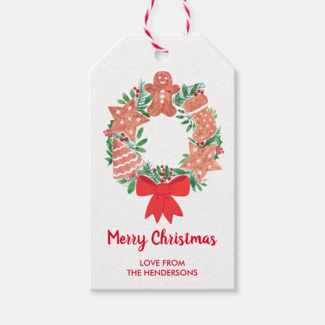  Personalised Christmas Cookie Wreath  Gift Tags (Front)
