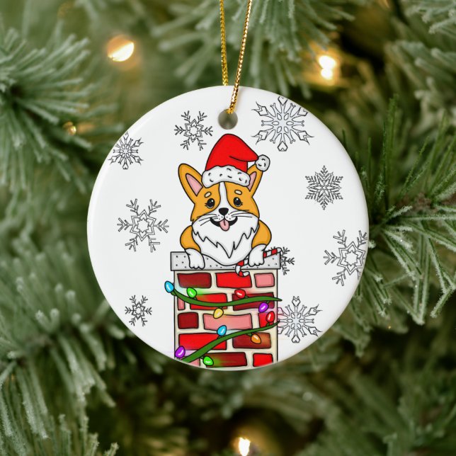 Personalised Christmas Corgi  Ceramic Tree Decoration (Tree)