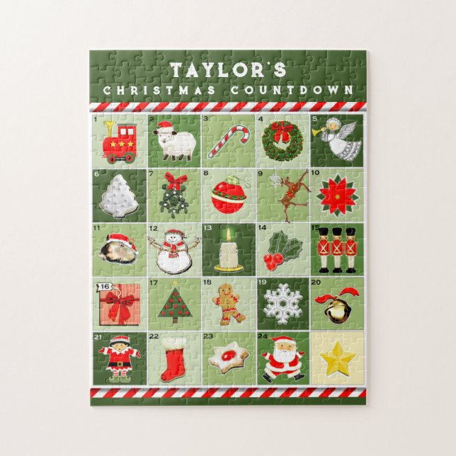Personalised Christmas Countdown Advent Calender Jigsaw Puzzle (Vertical)