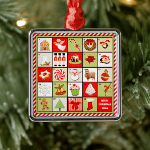 Personalised Christmas Countdown Metal Tree Decoration