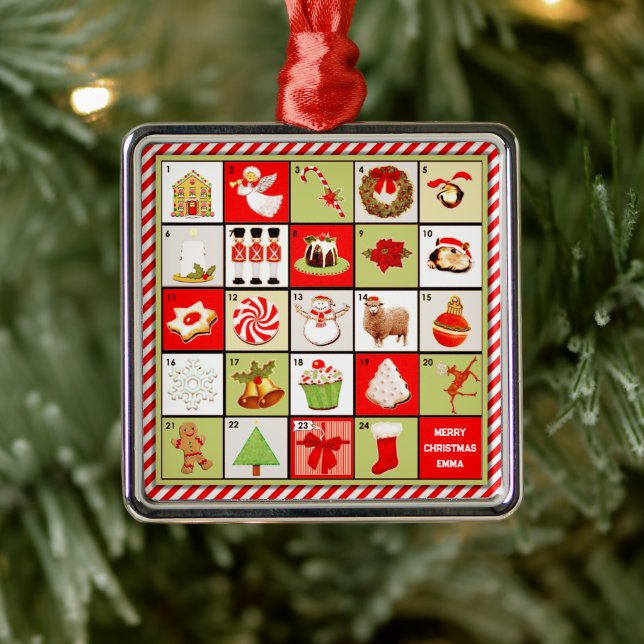 Personalised Christmas Countdown Metal Tree Decoration (Tree)