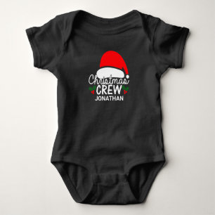 Personalised Christmas Crew Santa Hat Family   Baby Bodysuit