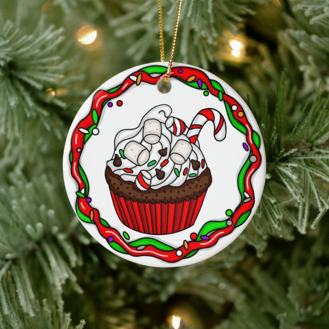 Personalised Christmas Cupcake   Ceramic Tree Decoration (Tree)