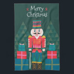 Personalised Christmas Custom Nutcracker Tea Towel<br><div class="desc">A colourful and festive Christmas Nutcracker illustration. This item can be personalised with a name or custom message. Created using geometric shapes and bold,  primary colours,  this Nutcracker design makes a great edition to your modern holiday decor. Colours include; red,  forest green,  turquoise,  blue pink,  gold,  white and black.</div>