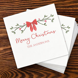 Personalised Christmas Cute Coquette Bow Trendy Napkin