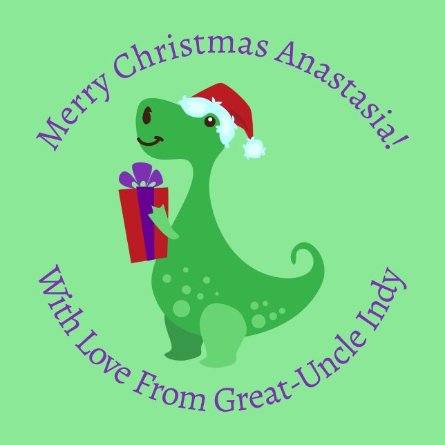 Personalised Christmas Cute Dinosaur With Gift Wrapping Paper (Creator Uploaded)