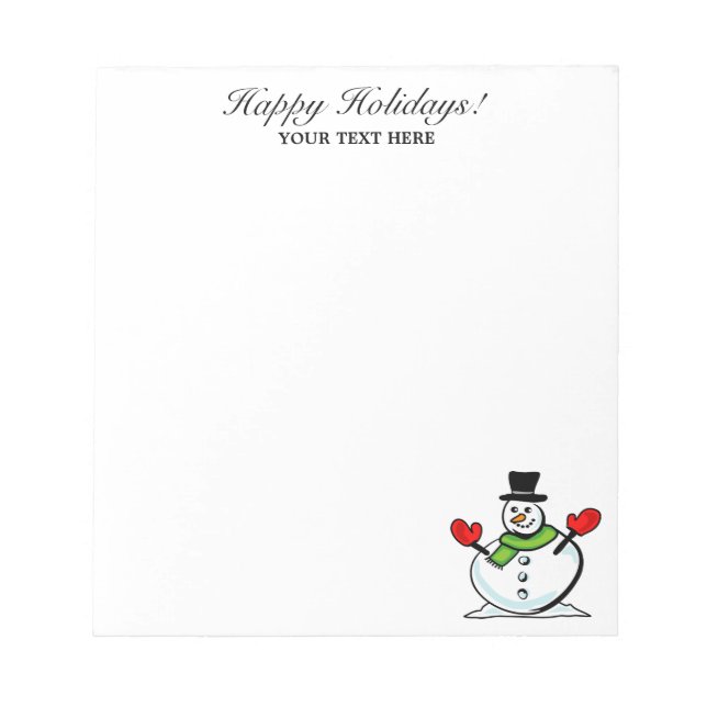 Personalised Christmas cute snowman winter Holiday Notepad (Front)