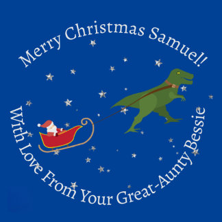 Personalised Christmas Dino-Drawn Sleigh Wrapping Paper