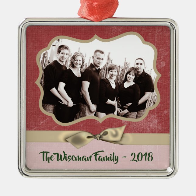 Personalised Christmas Disressed Re PHOTO Ornament (Front)