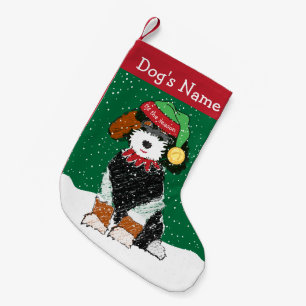 Personalised Christmas Elf Bernedoodle Small Christmas Stocking