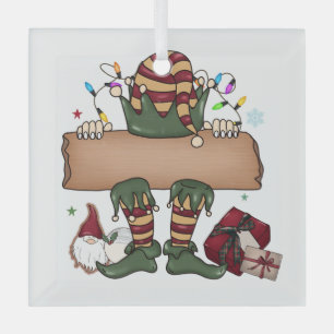 Personalised Christmas Elf Glass Tree Decoration