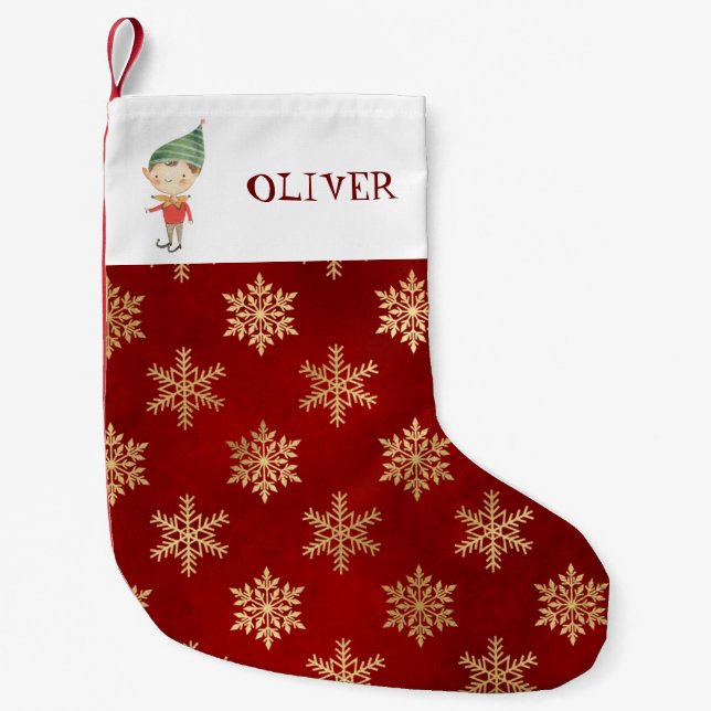 Personalised Christmas elf  Small Christmas Stocki Small Christmas Stocking (Front)