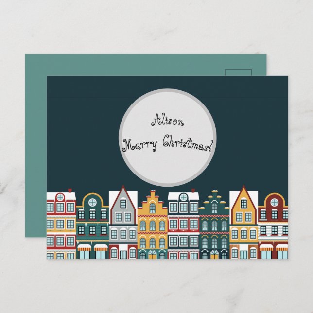 Personalised Christmas Eve Houses  Postcard (Front/Back)