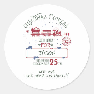 Personalised Christmas Express Train Santa Classic Round Sticker