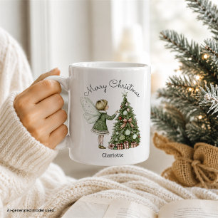 Personalised Christmas Fairy Decorating Tree Coffee Mug