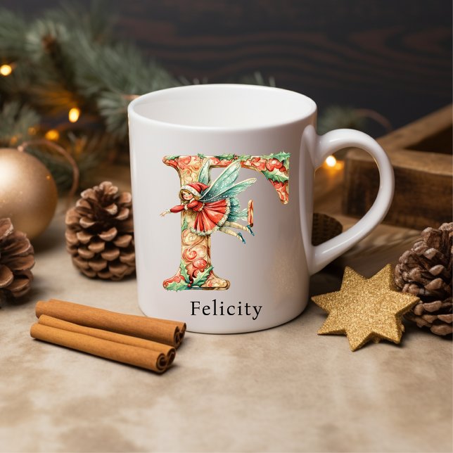 Personalised Christmas Fairy Monogram Initial F Coffee Mug (Personalized Christmas Fairy Monogram Initial F Coffee Mug)