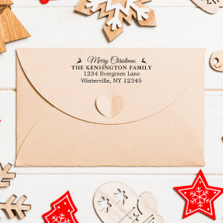 Personalised Christmas Family Address Rubber Stamp