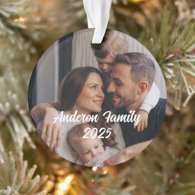 Personalised Christmas Family Custom Photo Text  Ornament (Tree)