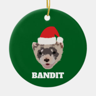 Personalised Christmas Ferret Ceramic Tree Decoration