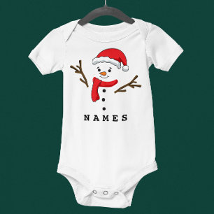 Personalised Christmas Festive Funny Snowman Baby Bodysuit