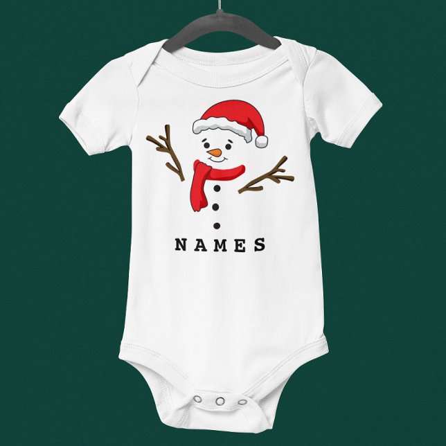 Personalised Christmas Festive Funny Snowman Baby Bodysuit (Personalized Christmas Festive Funny Snowman Baby Bodysuit)
