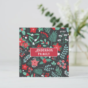 Personalised Christmas flower pattern family name