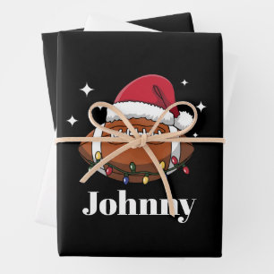 Personalised Christmas Football Winter Sports Team Wrapping Paper Sheet
