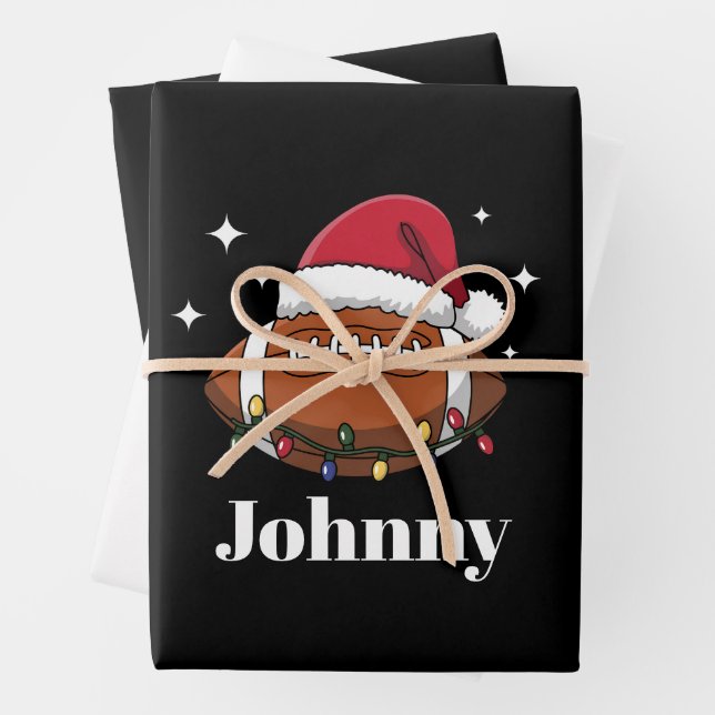 Personalised Christmas Football Winter Sports Team Wrapping Paper Sheet (In situ)