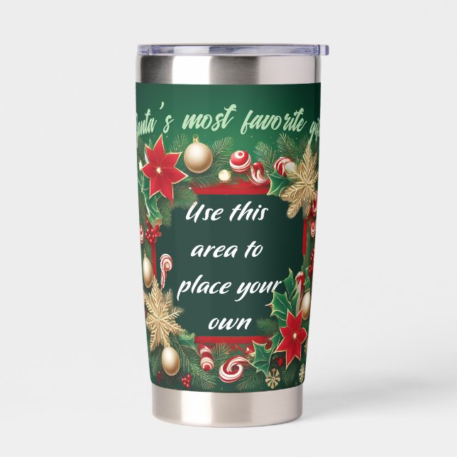 Personalised Christmas Fram On A Insulated Tumbler (Left)