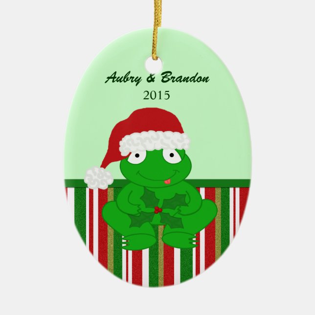 Personalised Christmas Frog Ornament (Front)
