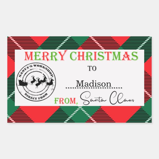 Personalised Christmas From Santa Claus   Rectangular Sticker (Front)