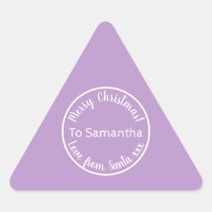 Personalised Christmas from Santa Lilac Triangle Sticker