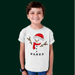 Personalised Christmas Funny Snowman Kid Boy T-Shirt