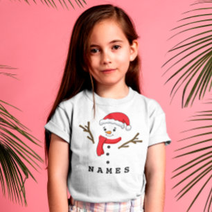 Personalised Christmas Funny Snowman Kid Girl T-Shirt