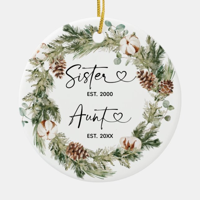 Personalised Christmas Gift For Aunty Ceramic Orna Tree Decoration (Front)