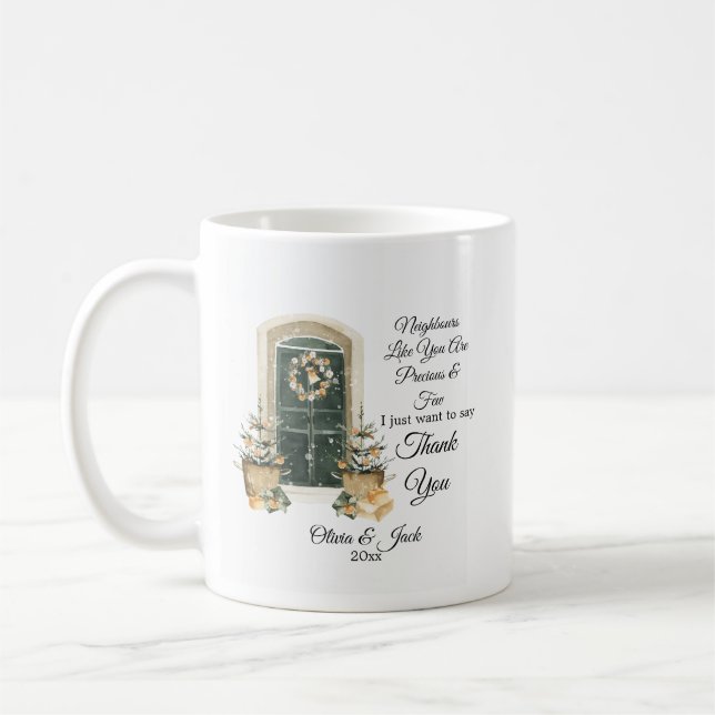 Personalised Christmas gift for Neighbour - custom Coffee Mug (Left)
