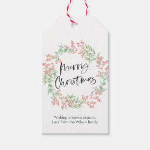 Personalised Christmas gift tags floral wreath