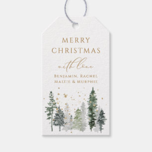 Personalised Christmas Gift Tags Pine Trees Green