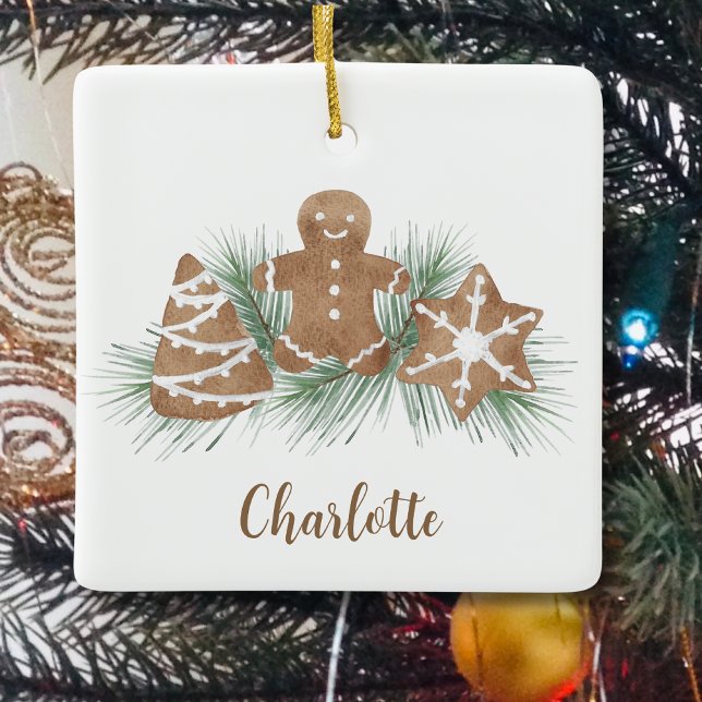 Personalised Christmas Gingerbread Ceramic Ornament (Creator Uploaded)