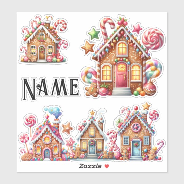 Personalised Christmas gingerbread houses (Sheet)