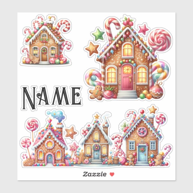 Personalised Christmas gingerbread houses (Sheet)