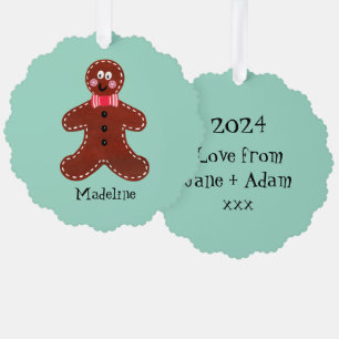 Personalised Christmas Gingerbread Man Tree Decoration Card